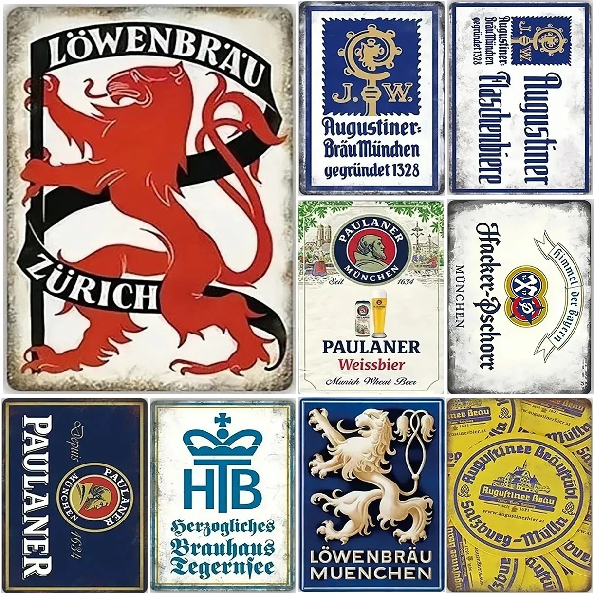 Home Decor Zurich - Plaques murales en métal vintage Paulaner