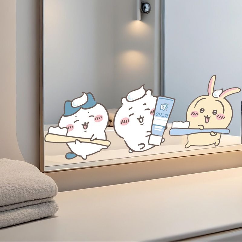 Vanity Home Decor - Autocollants miroir Chiikawa tendance, adhésion forte,