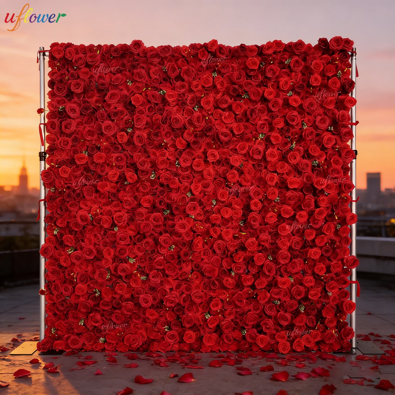 Home Decor Event - Mur floral artificiel Uflower Rose Rouge