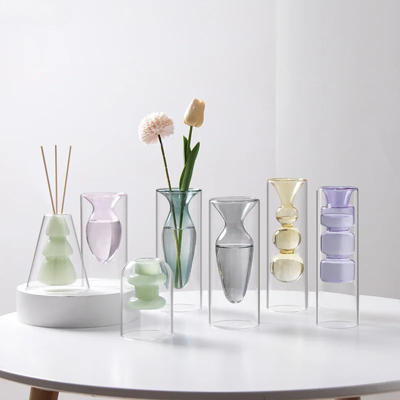 Terrarium Glass Bottle - Vase en verre coloré Double couche,