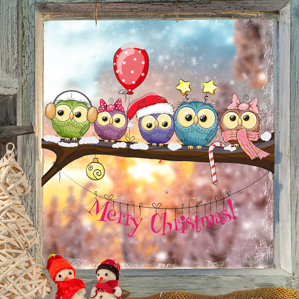 Home Decor Window Blinds - Autocollants muraux de Noël avec hibou