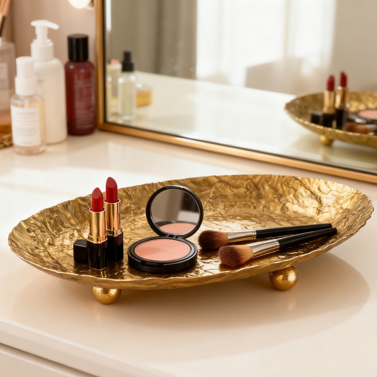 Vanity Home Decor - Plateau en métal doré de luxe