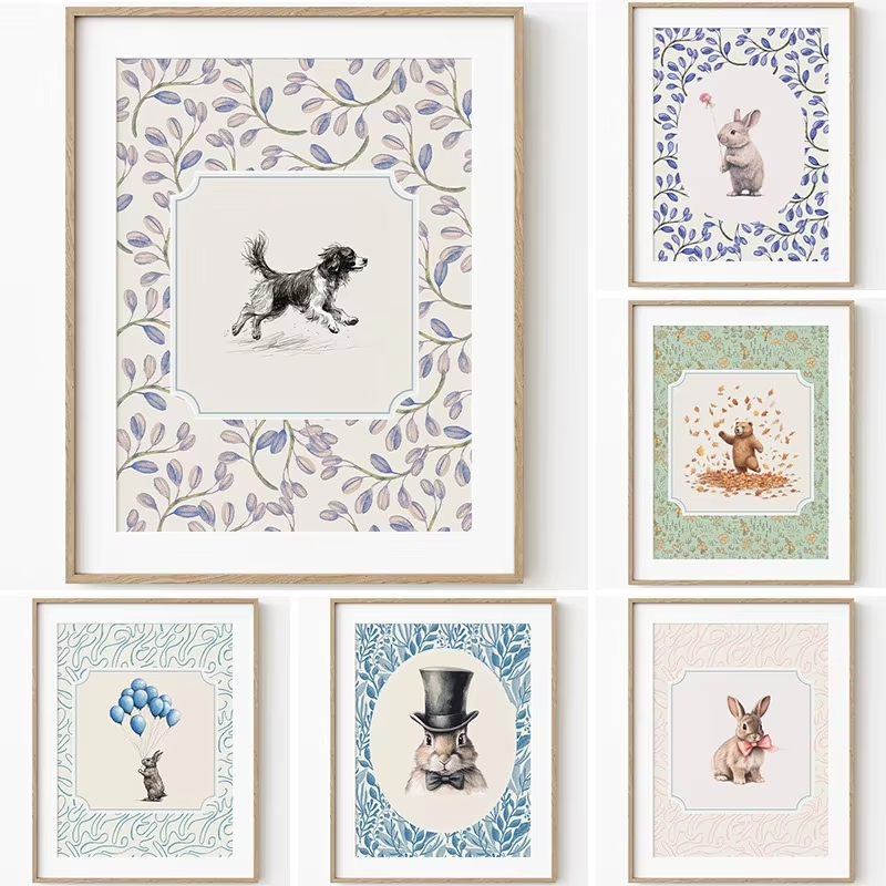Home Decor Essentials - Affiches d'animaux vintage nordiques : lapin,