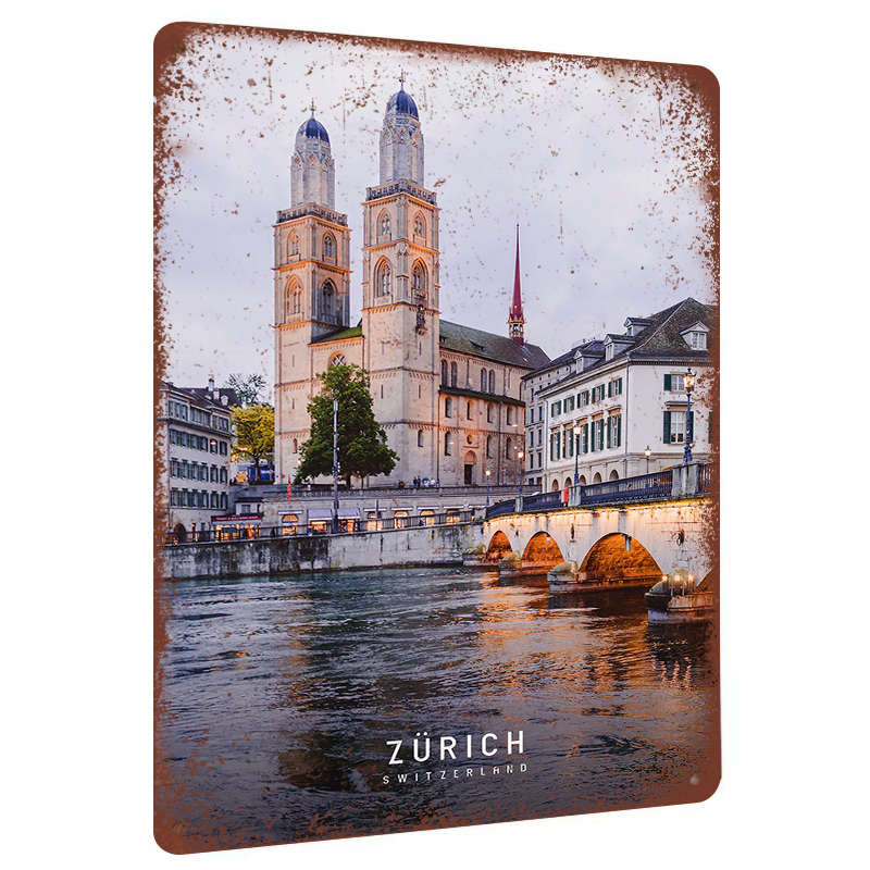 Home Decor Zurich - Zurich suisse repère métal mur Art