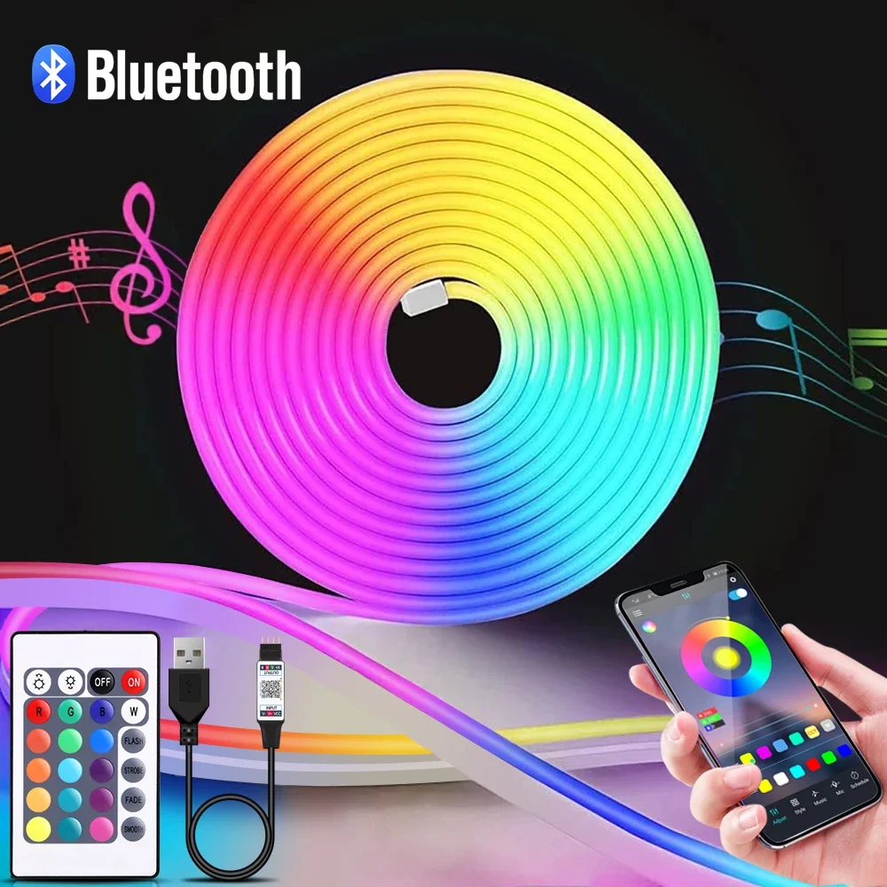 Home Decor Zone - Bande lumineuse LED néon RGB, 1-5m,