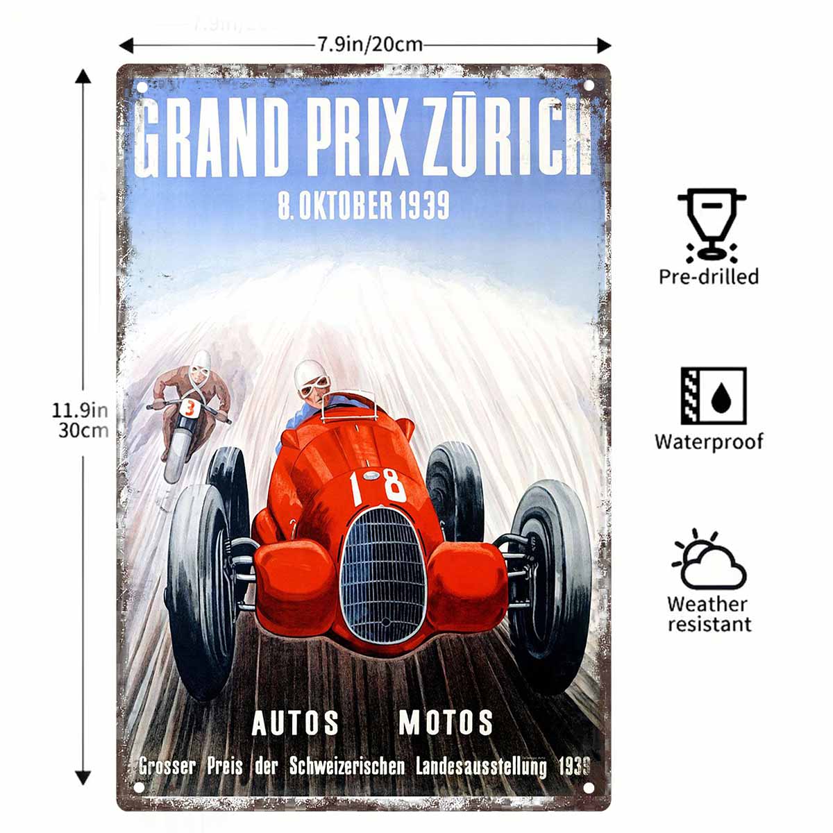 Affiche de course vintage 2D p - Home Decor Zurich avis et prix