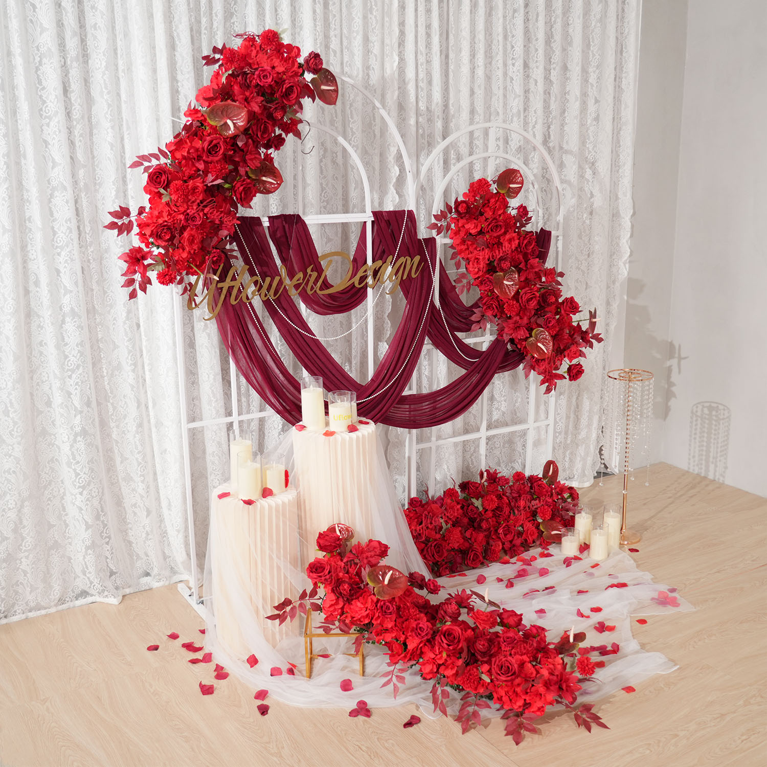 Uflower rouge fleur rangée mar - Home Decor Event avis et prix